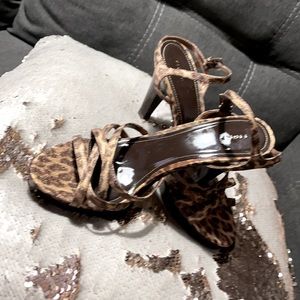 Chic Gorgeous Leopard Print Fioni Sandals Heels | Color: Brown/Gold